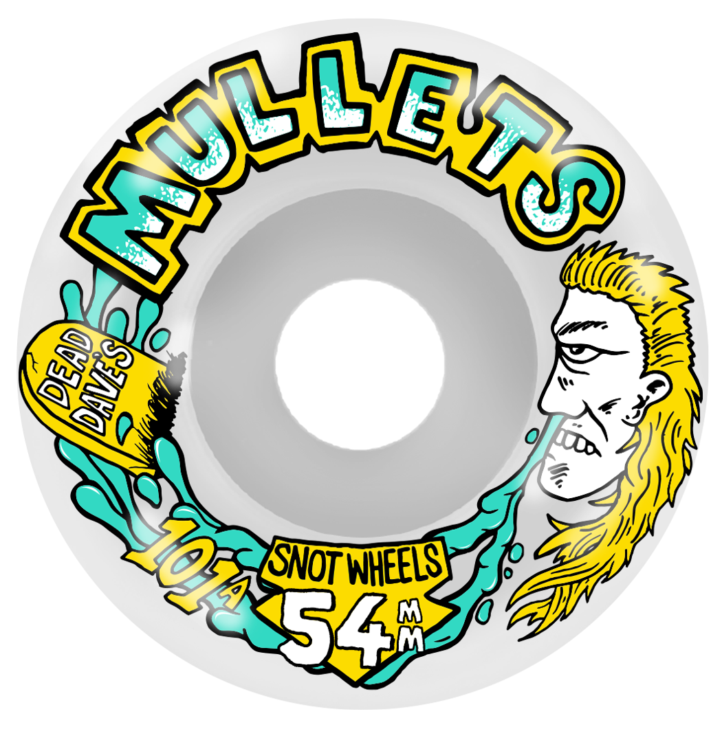 Snot Dead Dave's "Mullet" Conical White 54mm 101A Skateboard Wheels