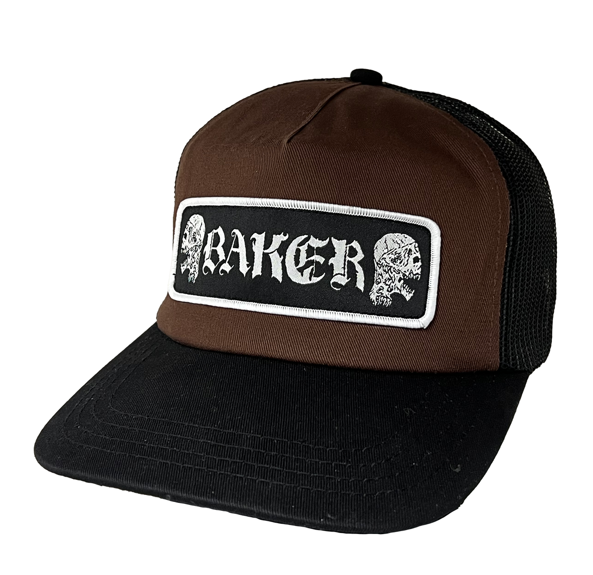 Baker "Twin Skulls" Brown/Black Trucker Hat