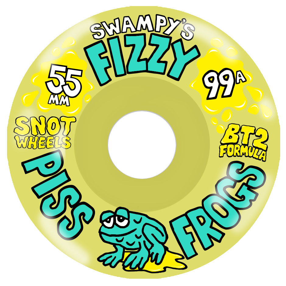 Snot Swampy's "Fizzy Piss Frogs" Olive 55mm 99A Skateboard Wheels