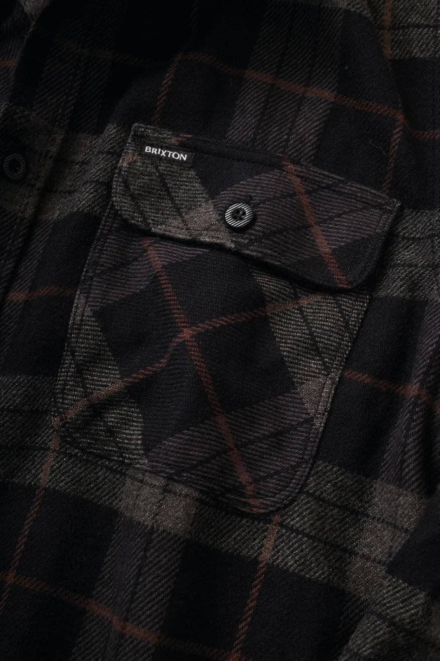 Brixton Bowery Black Charcoal L/s Flannel Shirt