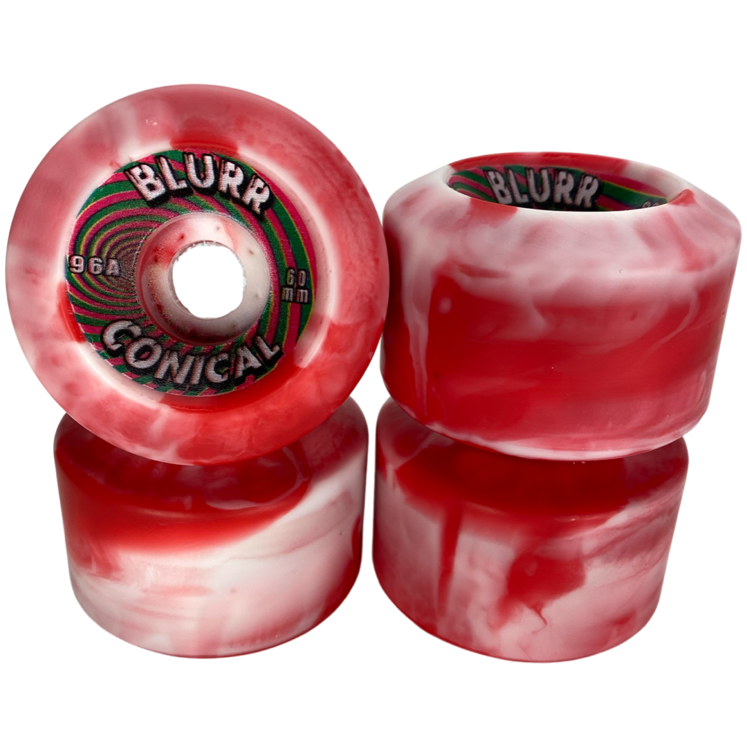 VISION Blurr 60mm 96A Swirl Red / White Swirl Skateboard Wheels - Bow Shock Marketplace