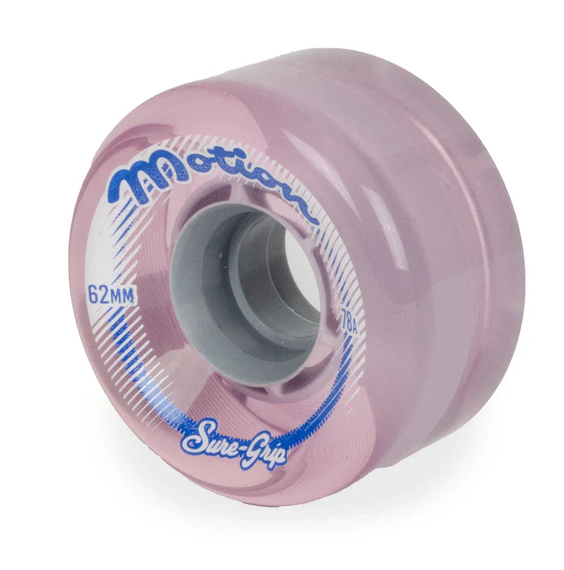 Sure-Grip Motion Clear Pink 78a 62mm (Set of 8) Roller Skate Wheels