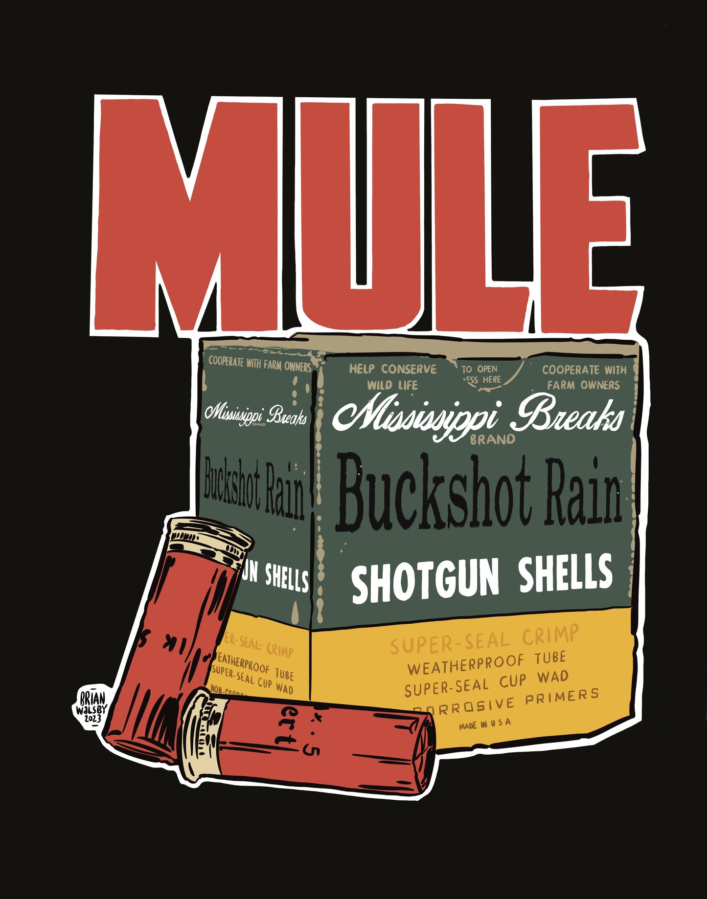 Mule "Buckshot Rain" T-Shirt Design by Brian Walsby - Bow Shock Marketplace