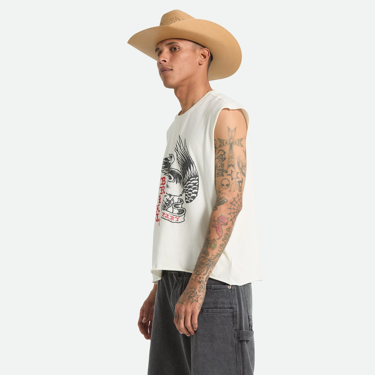 Brixton Wolcott Worn In Off White Boxy Muscle Tank