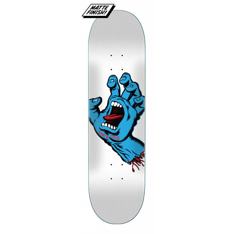 Santa Cruz Screaming Hand Skateboard Deck 8.25" - White/Blue - Bow Shock Marketplace