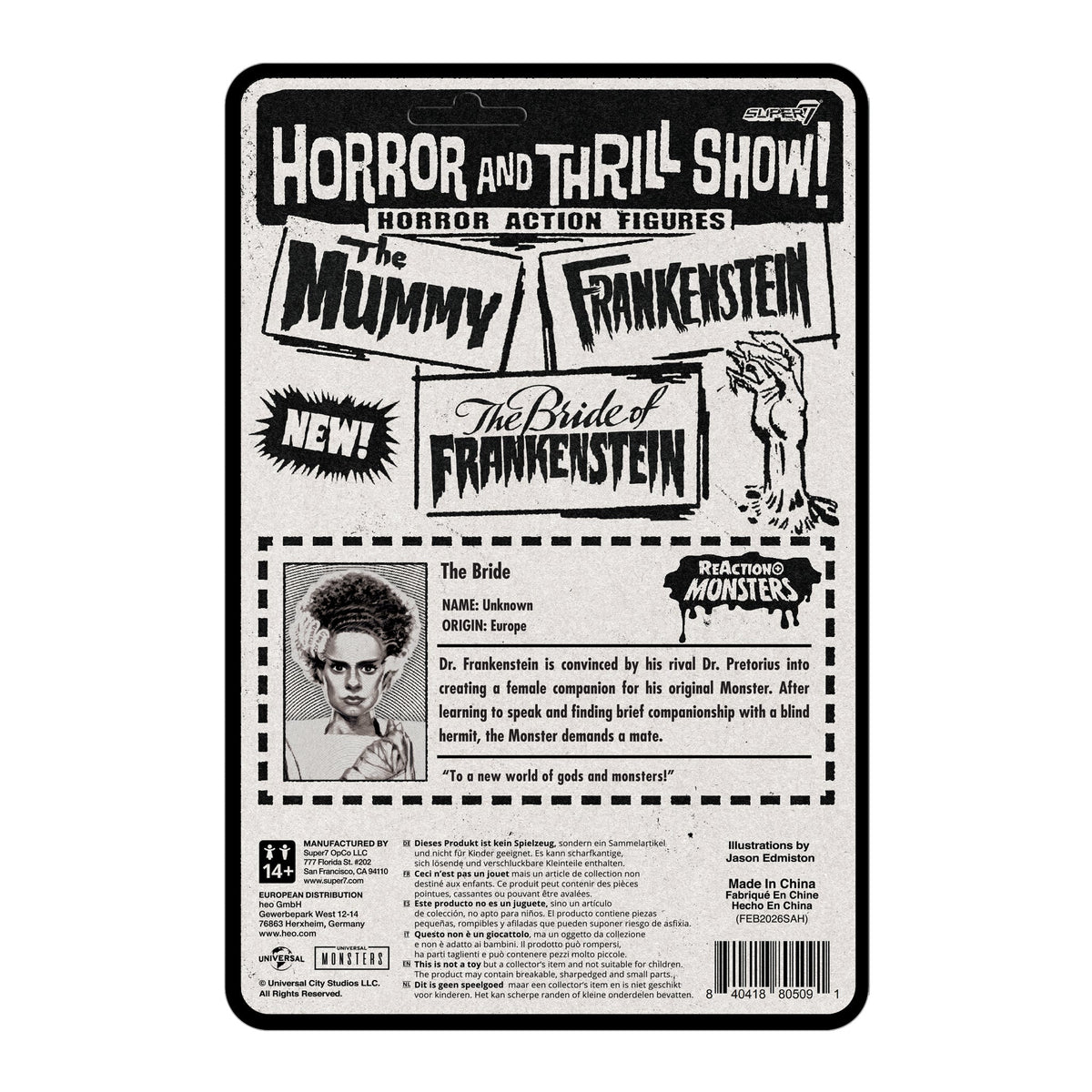Super7 X Universal Monsters - Bride Of Frankenstein Reaction Figure