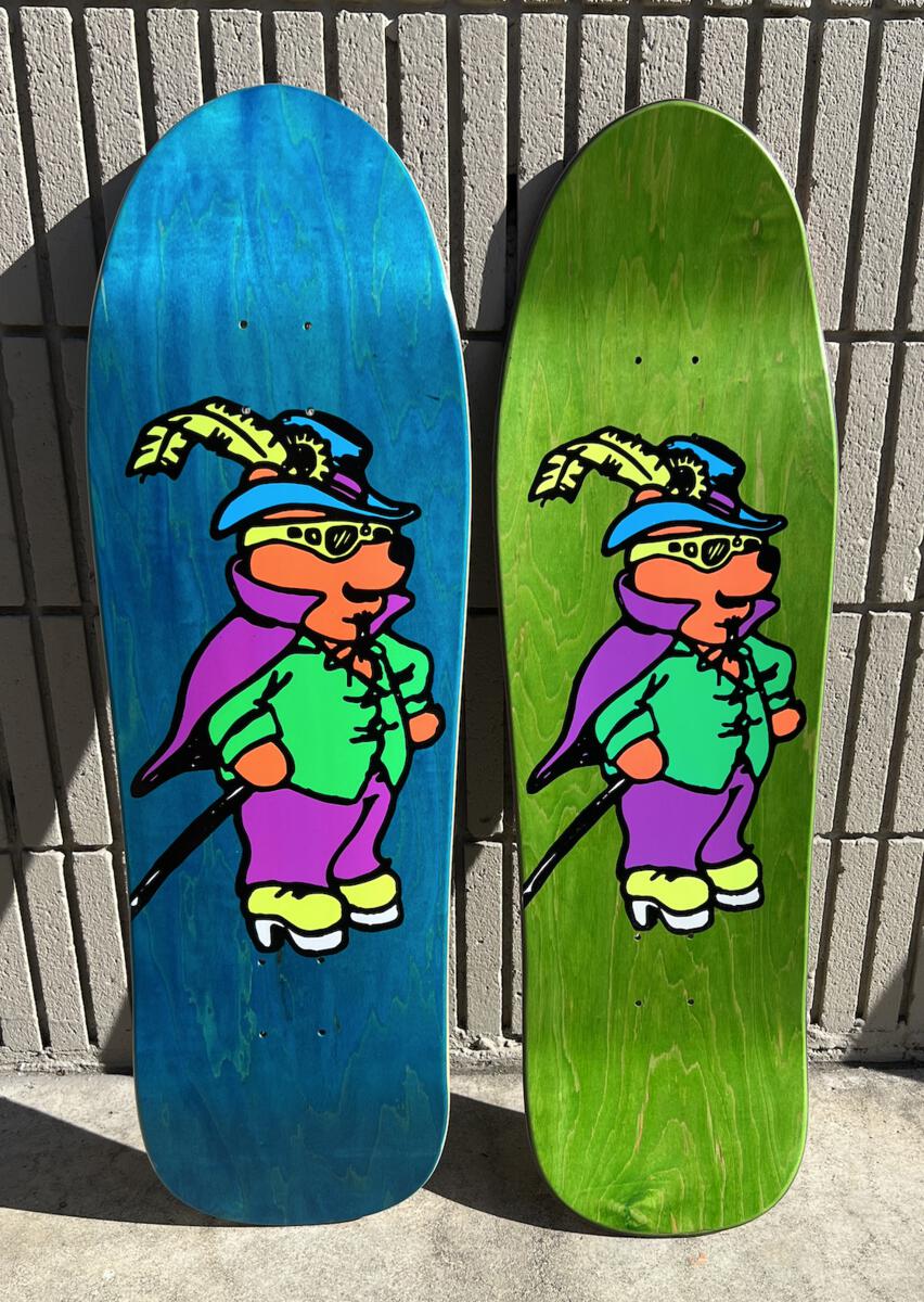 Prime Marc McKee Sticker-O-Rama "WINNIE THE PIMP BEAR" Skateboard Deck - Bow Shock Marketplace