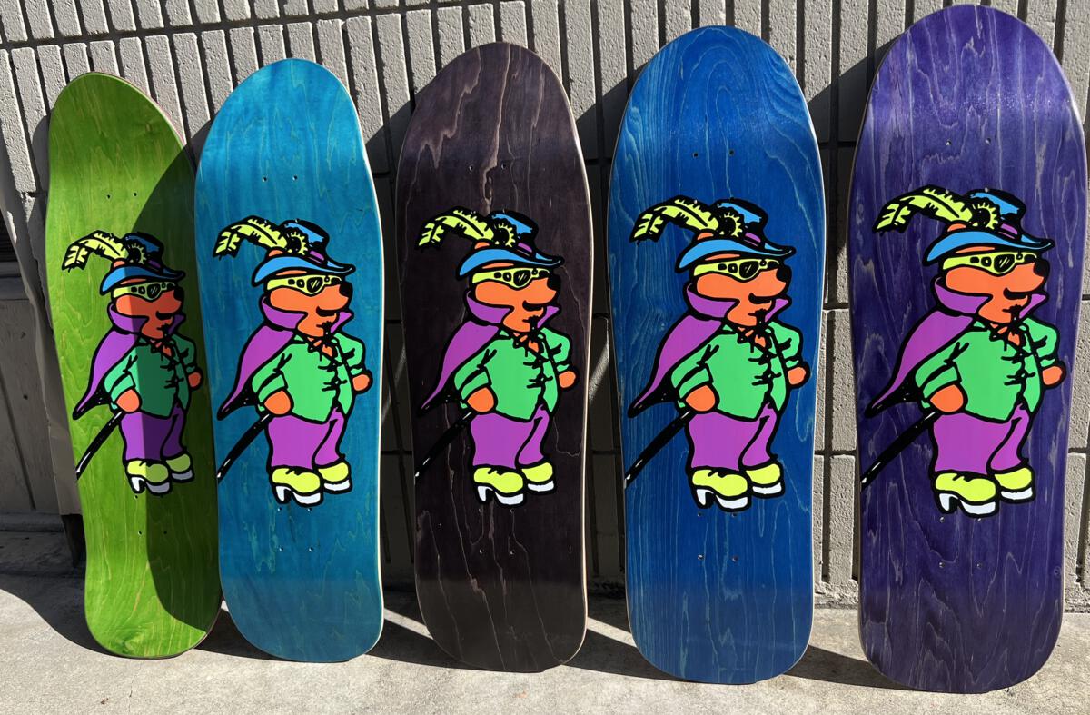 Prime Marc McKee Sticker-O-Rama "WINNIE THE PIMP BEAR" Skateboard Deck - Bow Shock Marketplace
