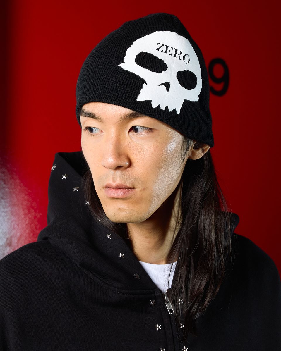 Pleasures X Zero Single Skull Black Beanie