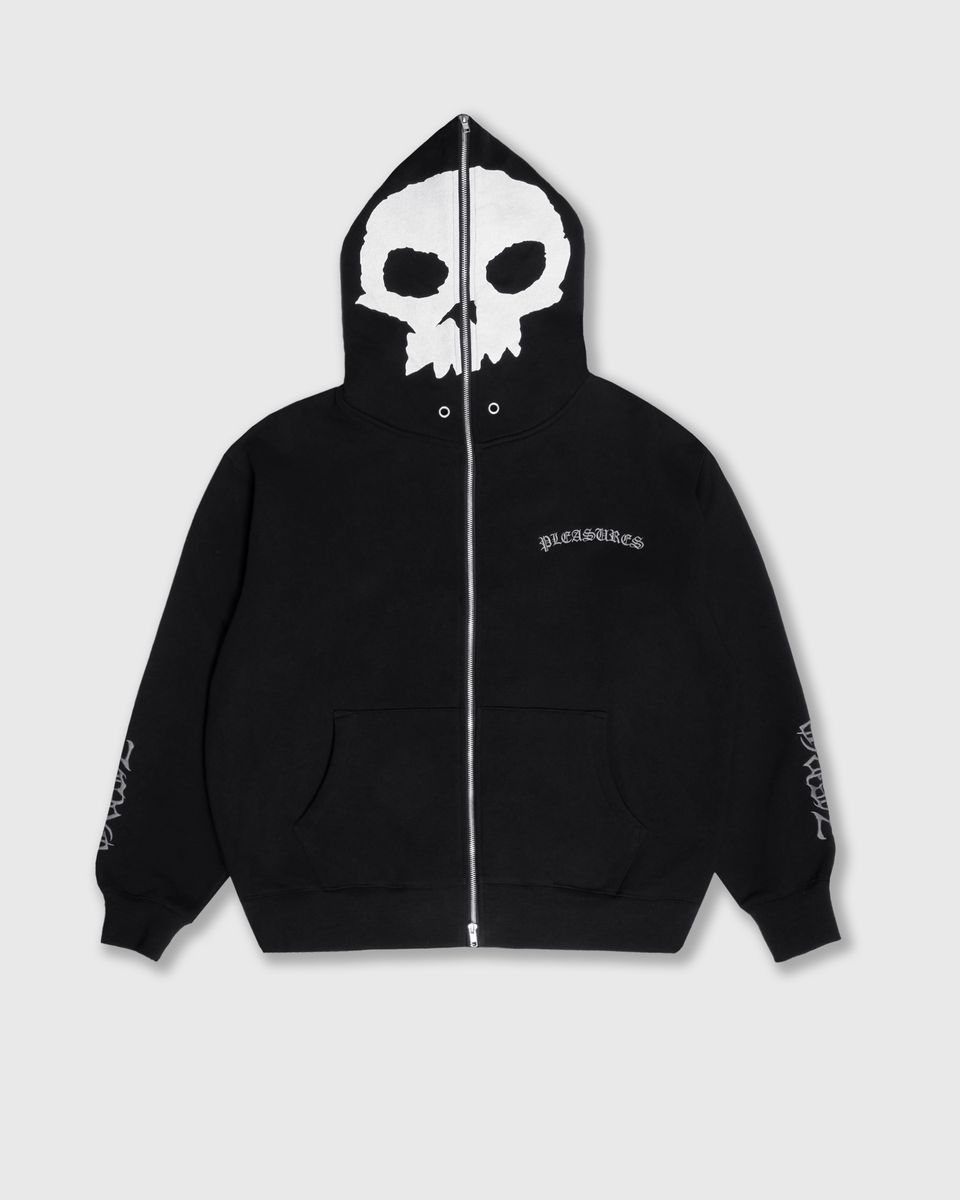 Pleasures X Zero Balaclava Skull Black Full Zip Hooded Sweatshirt