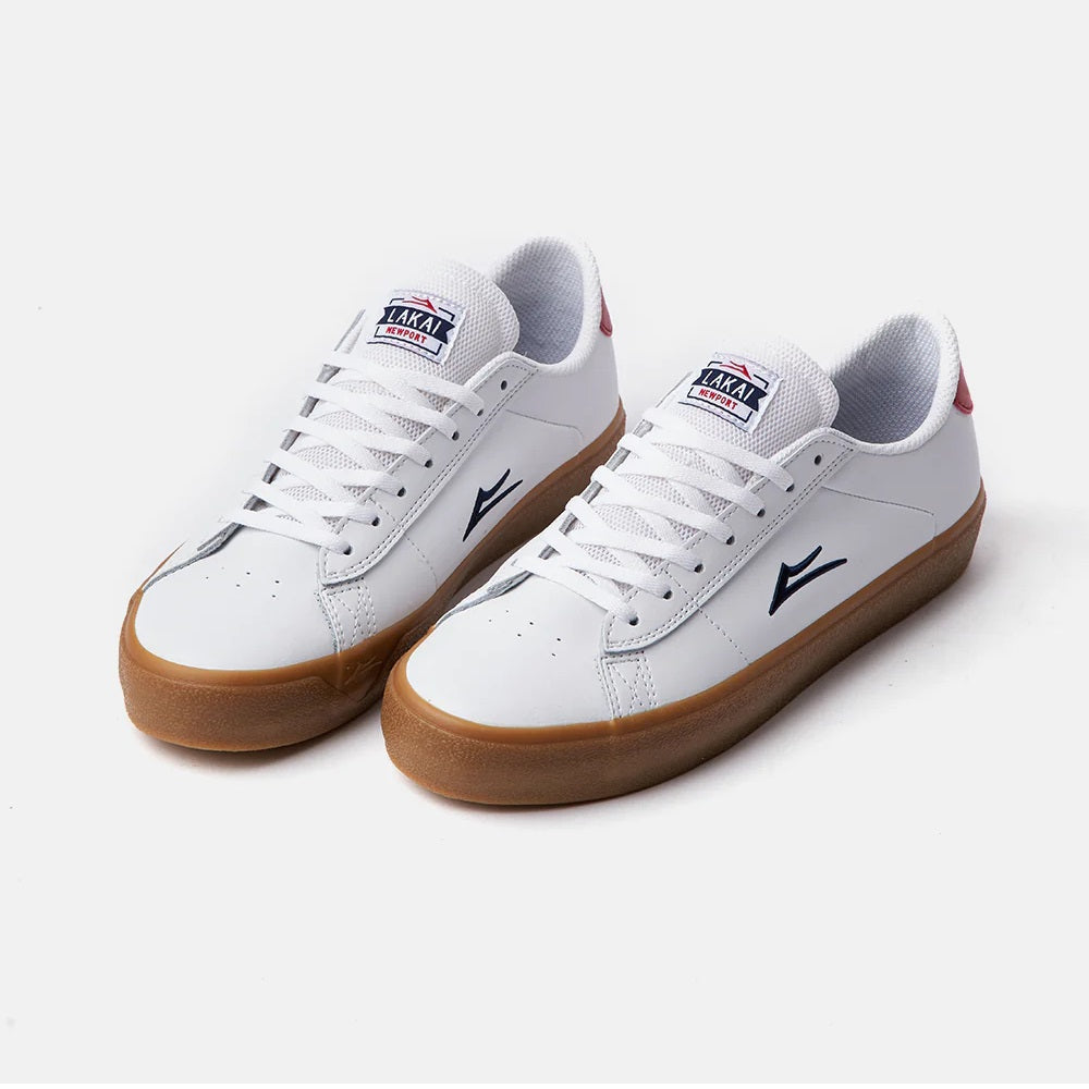 Lakai Shoes Newport  - White/Gum Leather - Bow Shock Marketplace