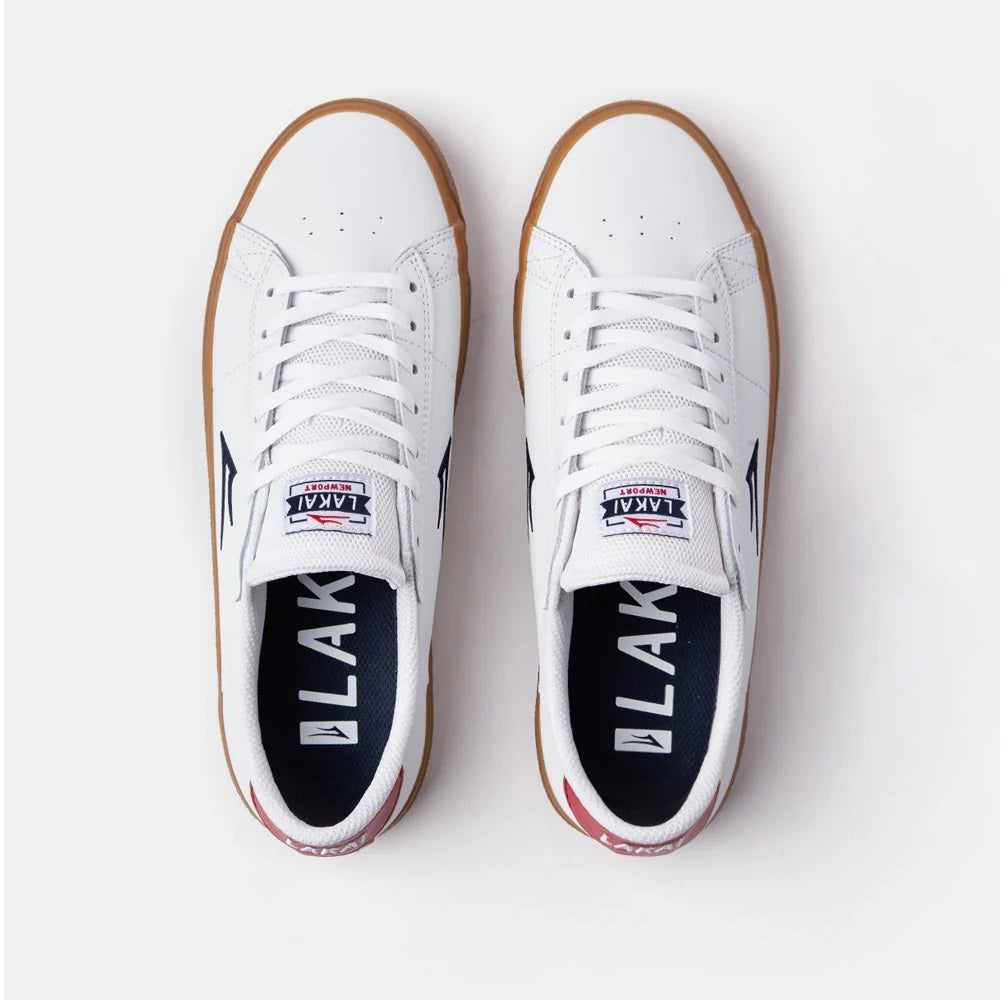 Lakai Shoes Newport  - White/Gum Leather - Bow Shock Marketplace