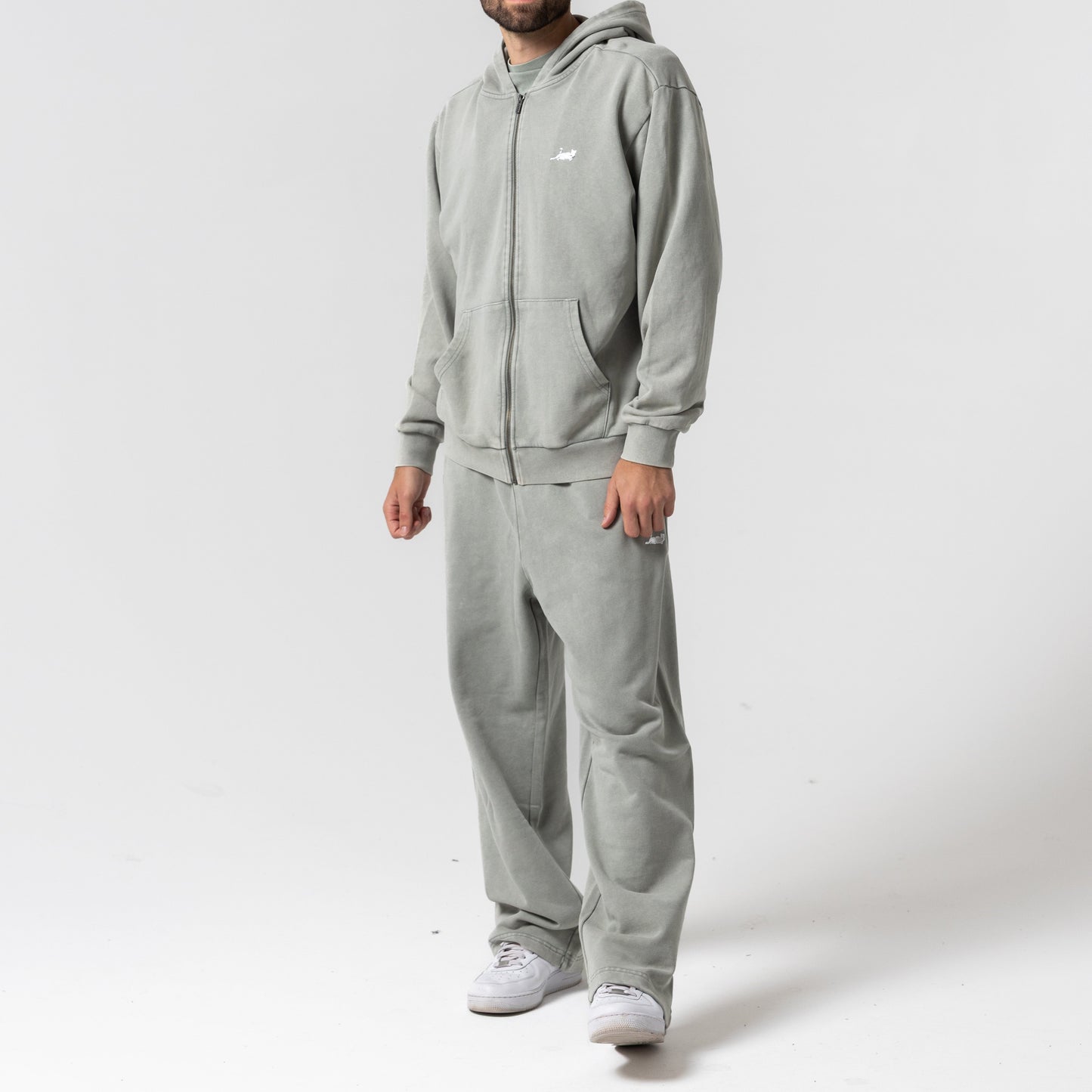 Castanza Zip Up Hoodie (Sage Vintage Wash)