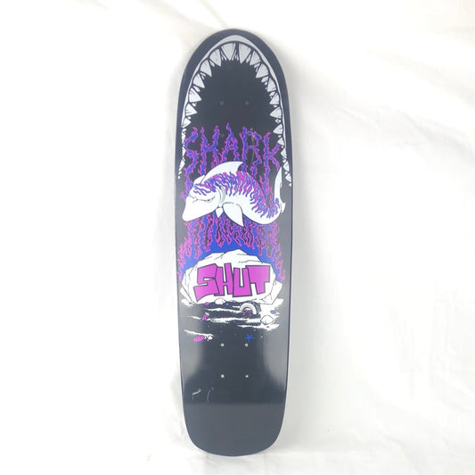 Shut Skates Shark Graphic Black/White/Purple Size 8 Shaped Skateboard Deck 2007