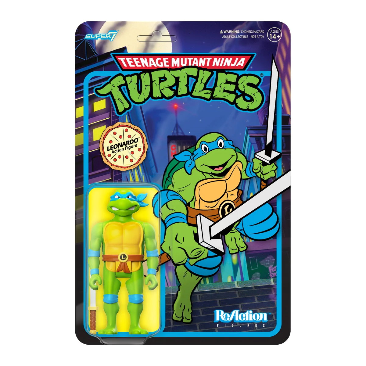 Super7 X Teenage Mutant Ninja Turtles - Leonardo Toon Wave 7 Reaction Figure Tmn