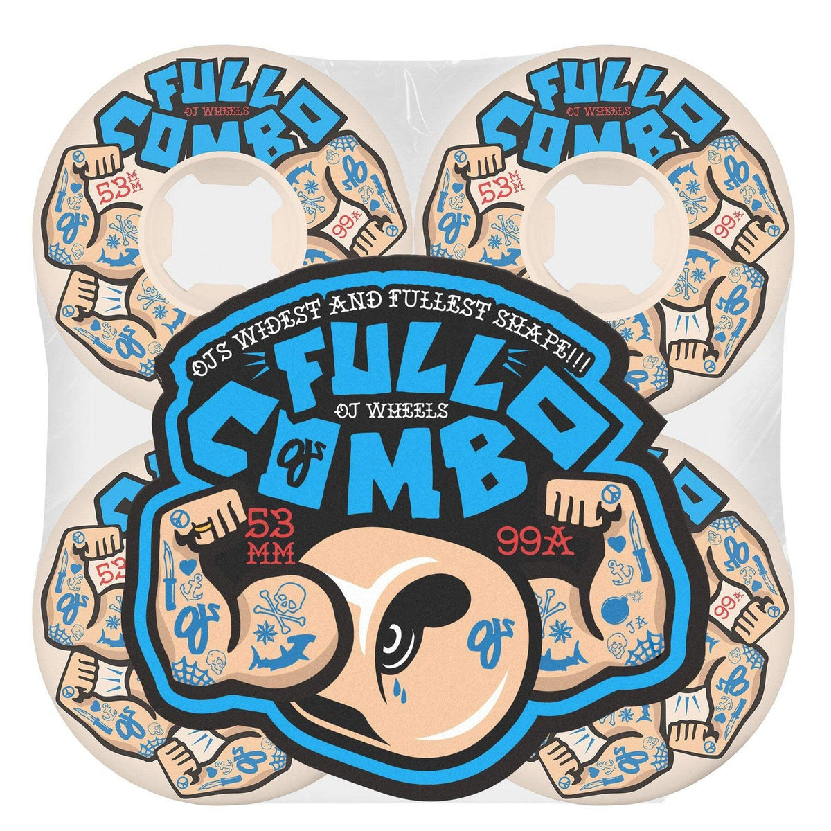 OJ Team Elite White Full Combo 53mm 99A Skateboard Wheels