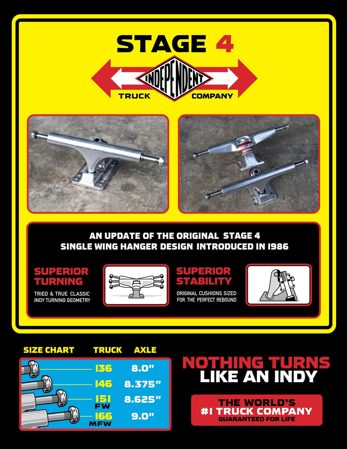 Independent Stage 4 Polished Skateboard Trucks (Set of 2)