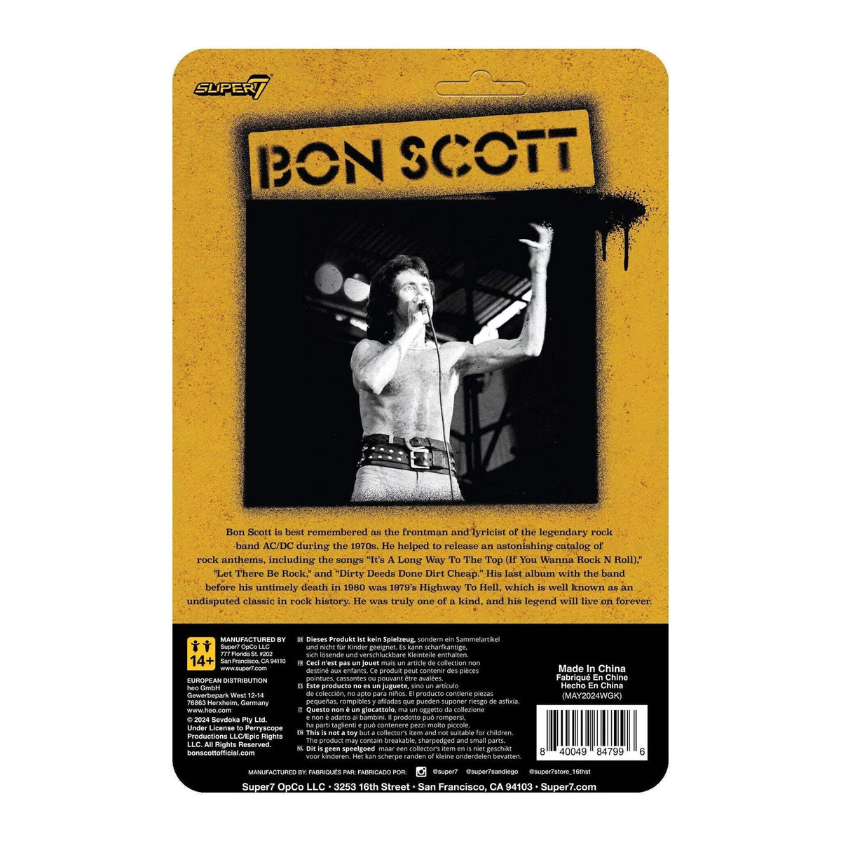 Super7 X Bon Scott - Leopard Print - Reaction Figure