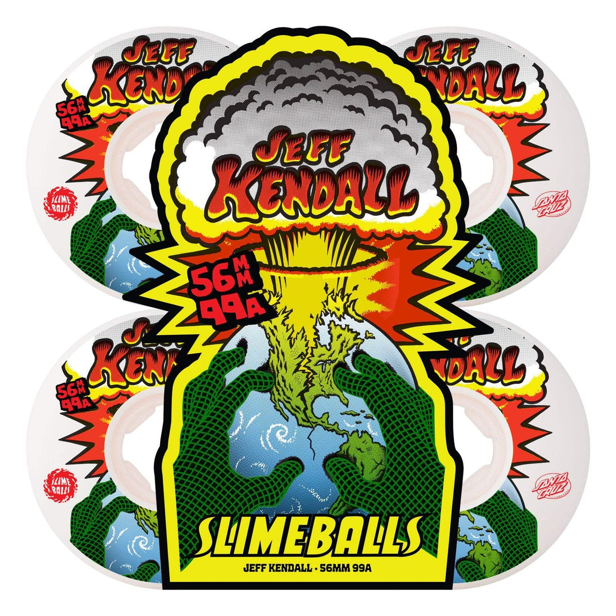Slime Balls Kendall End Of The World Chubbies White 56mm 99A Skateboard Wheels