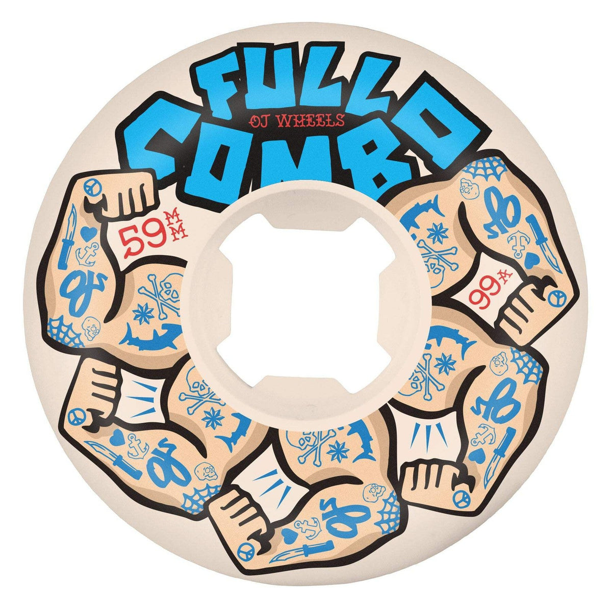 OJ Team Elite White Full Combo 59mm 99A Skateboard Wheels