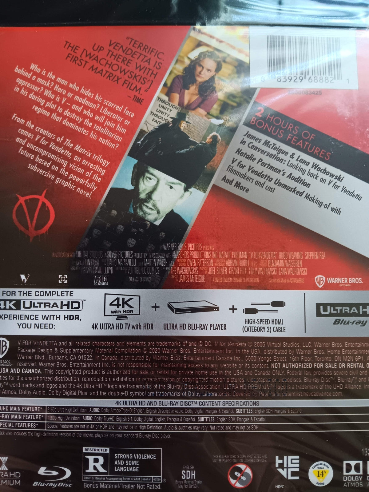 V For Vendetta [4K ULTRA HD BLU-RAY]