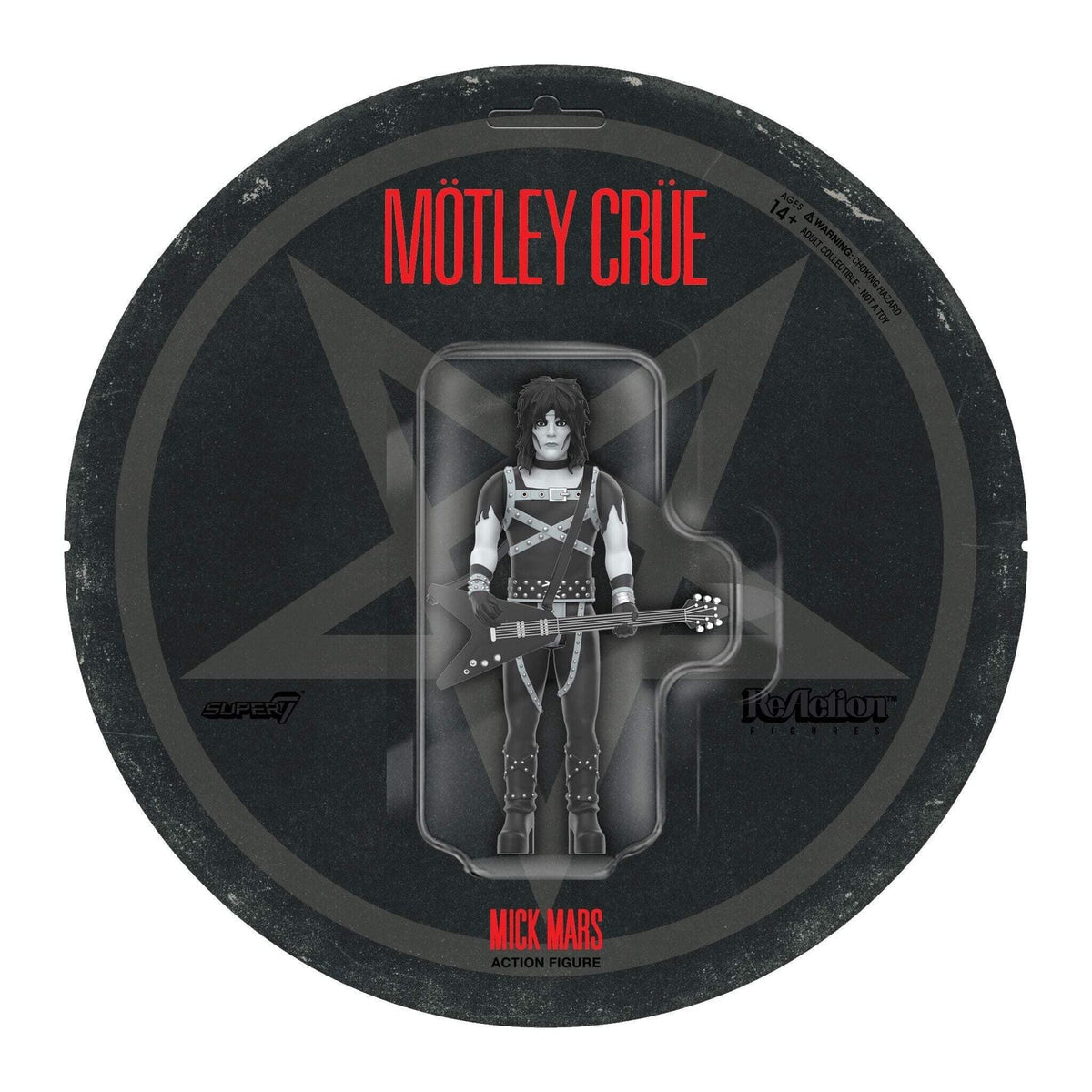 Super7 X Mötley Crüe - Mick Mars (Shout At The Devil B&W) Reaction Figure