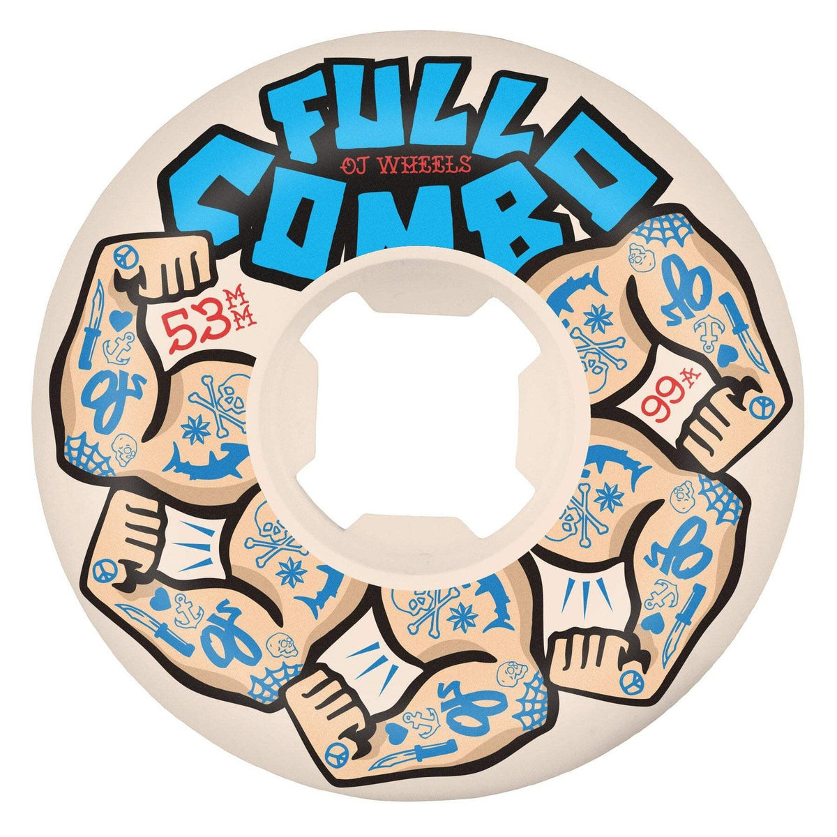 OJ Team Elite White Full Combo 53mm 99A Skateboard Wheels