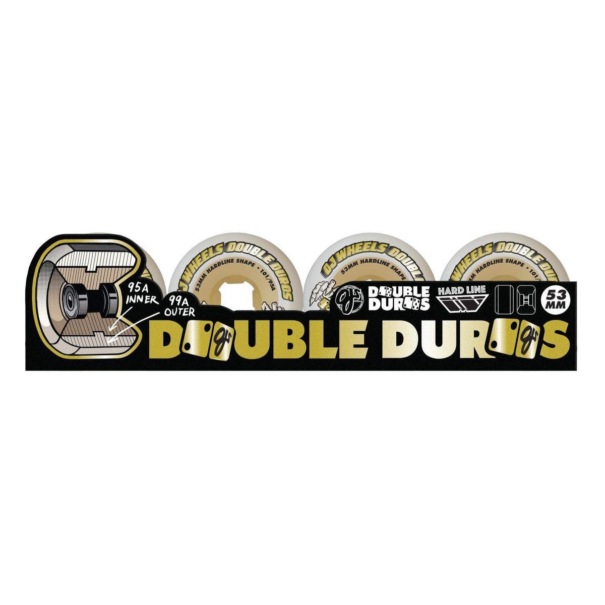 OJ Double Duro Gum Hardline 53mm 101A/95A Skateboard Wheels