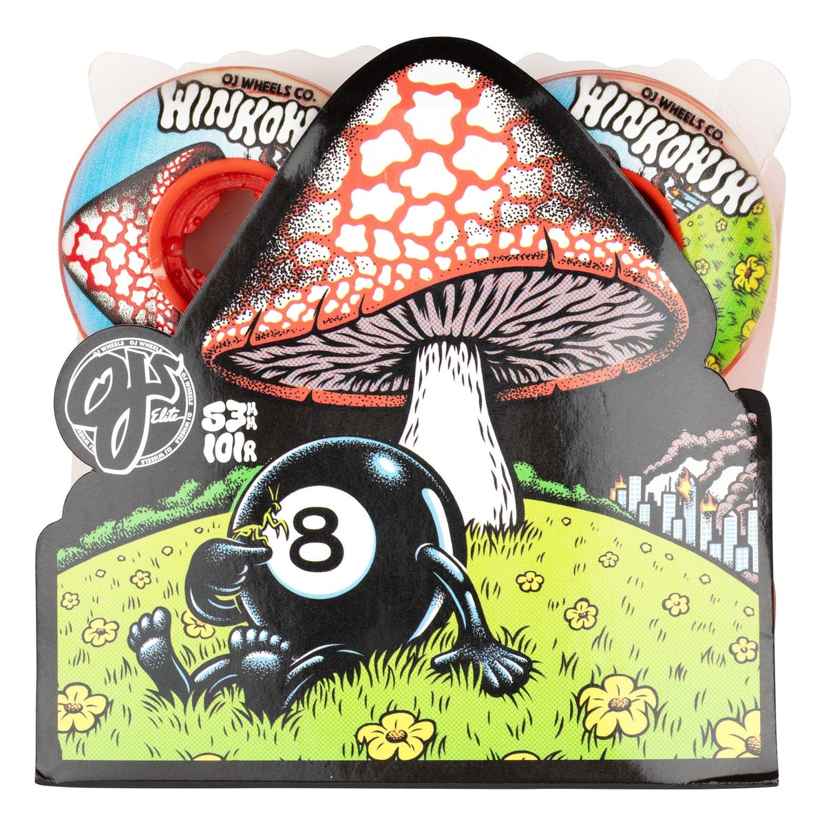 OJ Winkowski Mushroom Elite EZ Edge Red / White Swirl 53mm 101A Skateboard Wheel