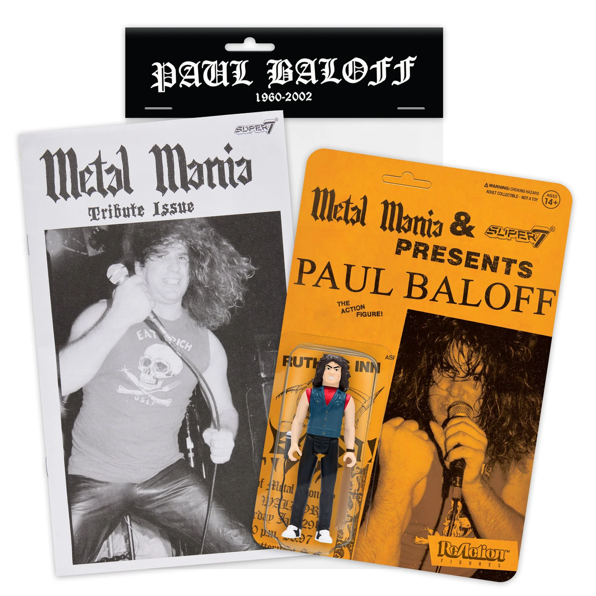 Super7 X Metal Mania Fanzine - Paul Baloff Reaction Figure Bundle