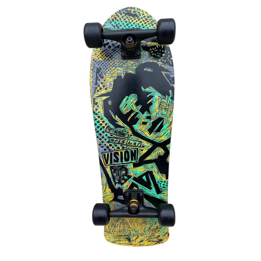 Vision Gonzales Original Mg Woodcut Teal/Yellow 10" Complete Skateboard