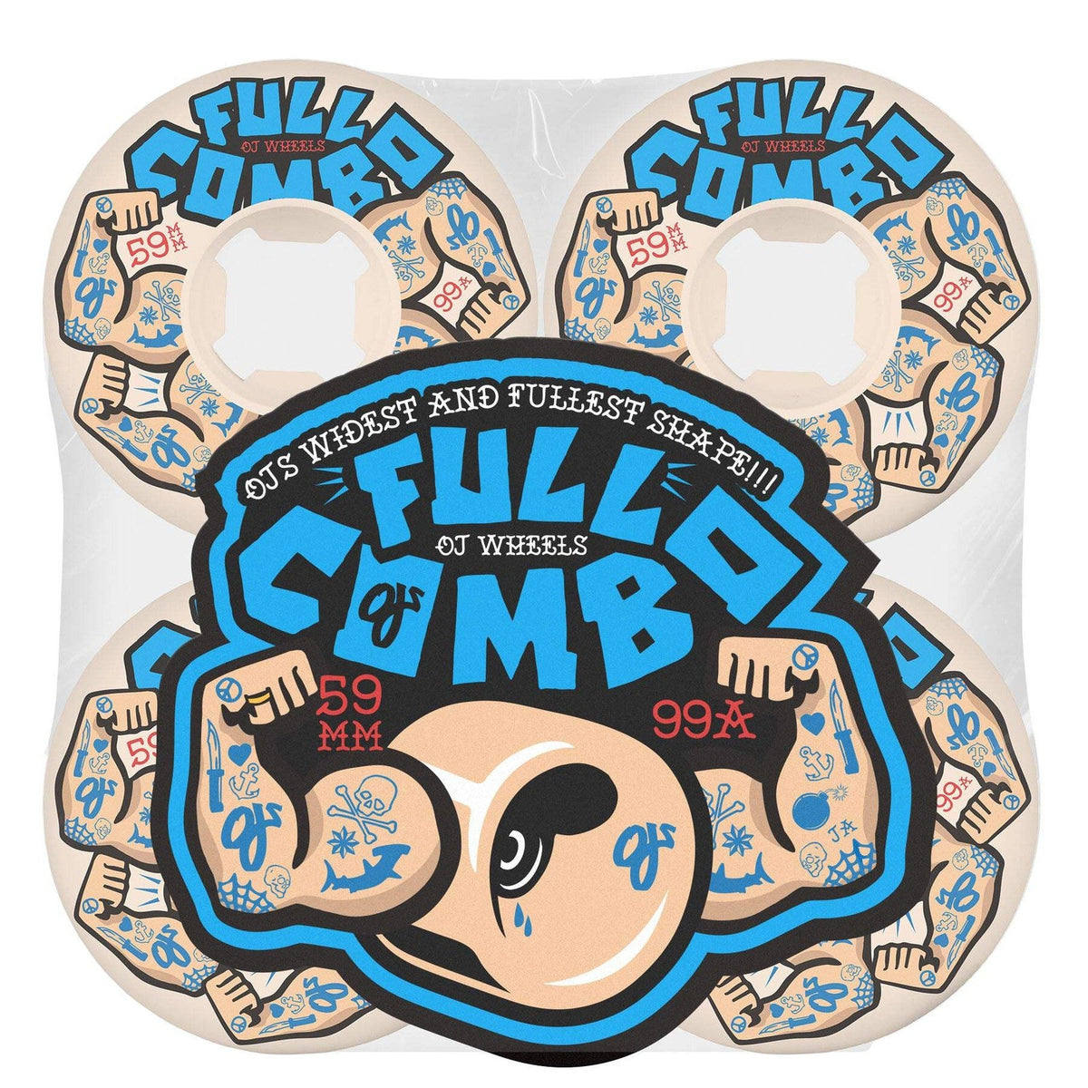 OJ Team Elite White Full Combo 59mm 99A Skateboard Wheels