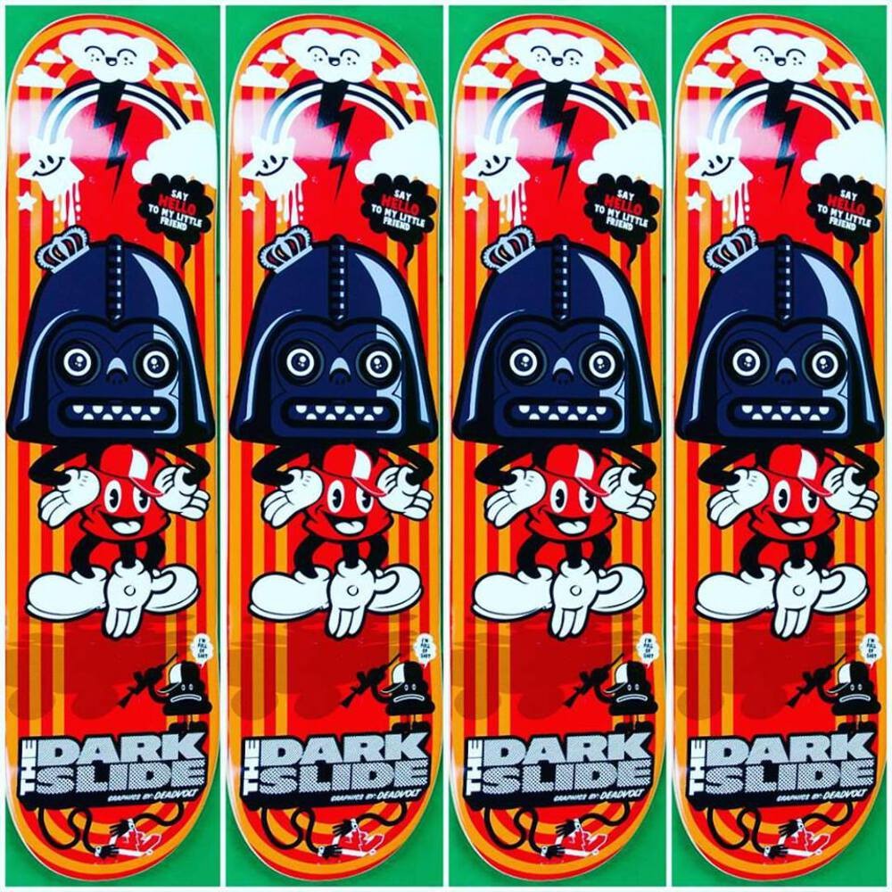 The Dark Slide X Dead Voltage "Little Friend" Skateboard Deck