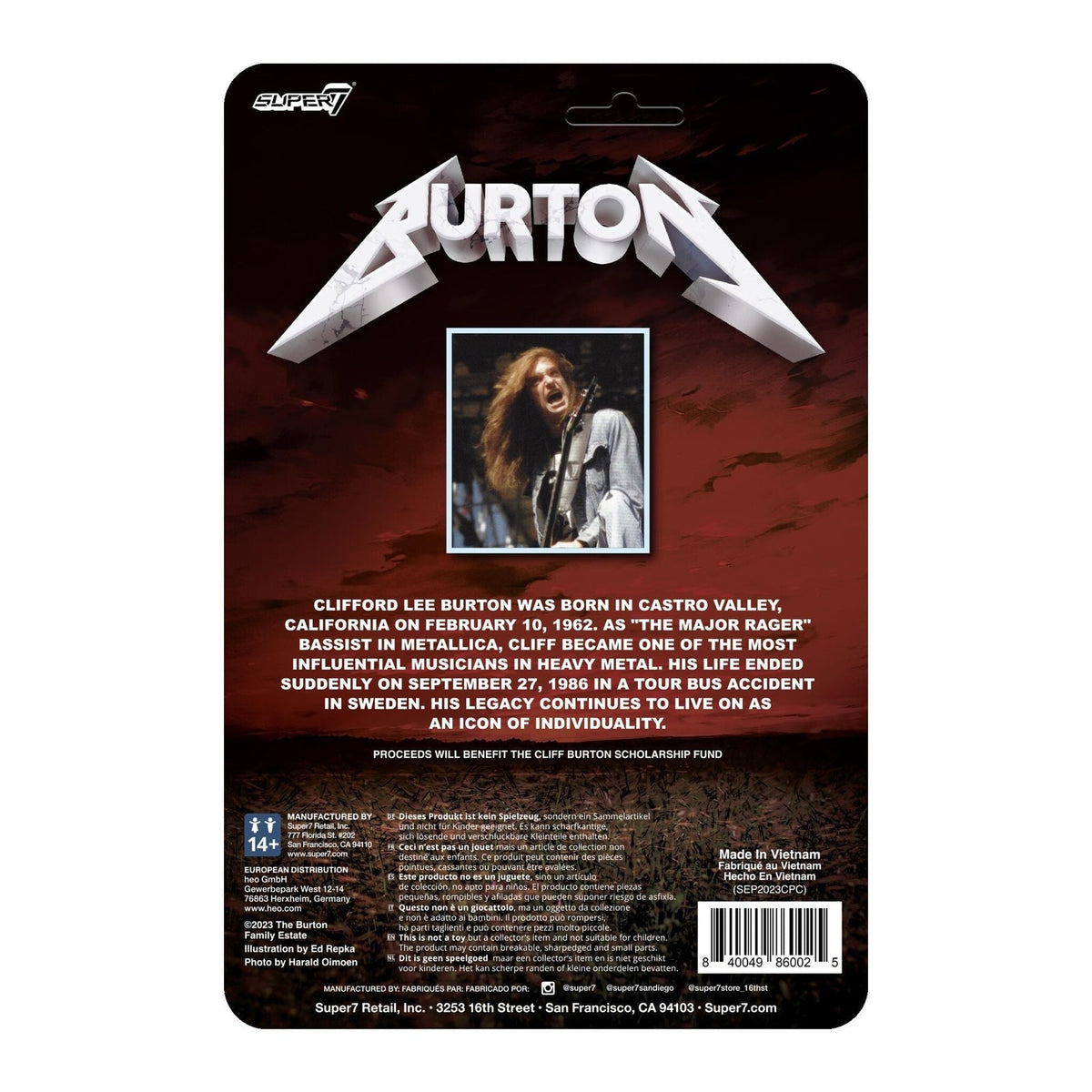 Super7 X Cliff Burton (Flannel Shirt) Reaction Figure