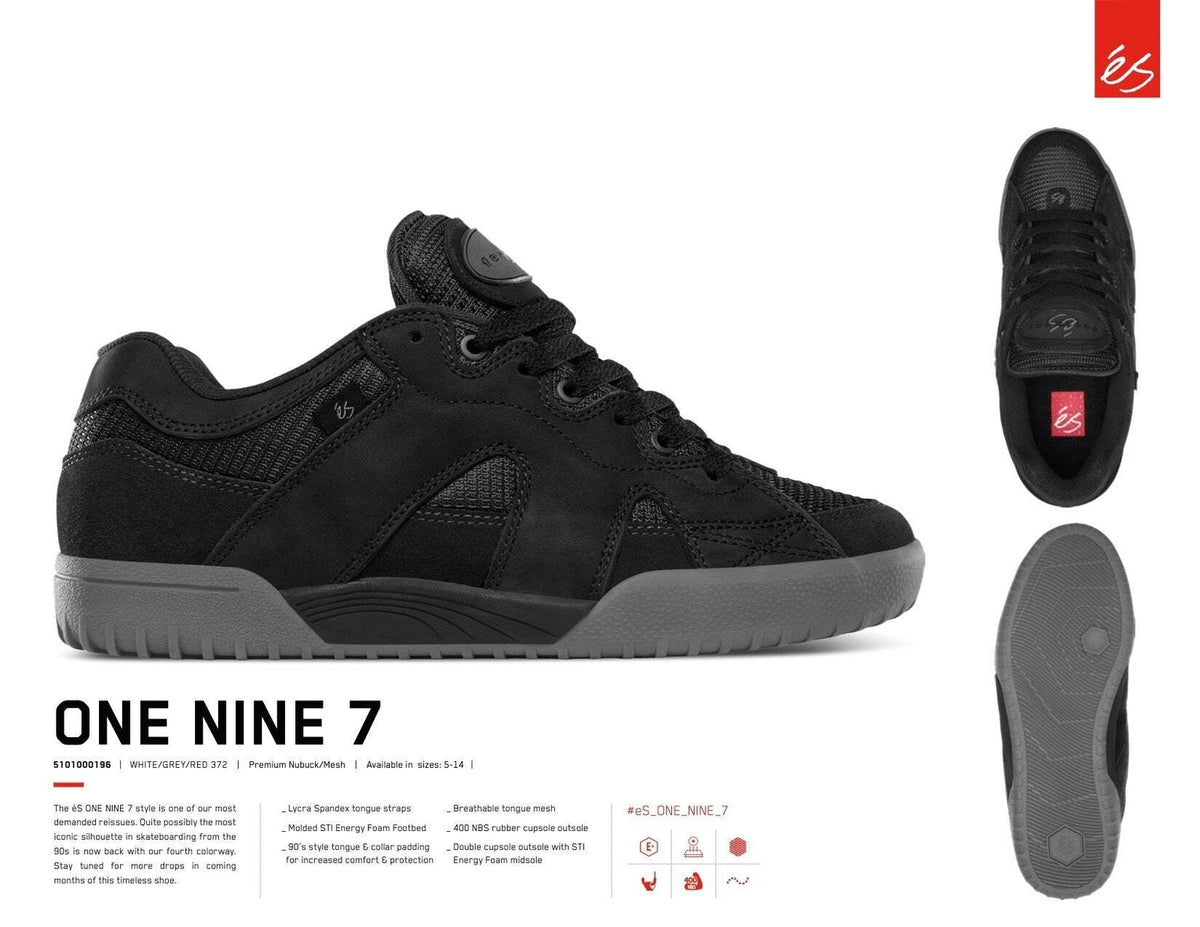 És One Nine 7 Black / Grey Skateboard Shoes
