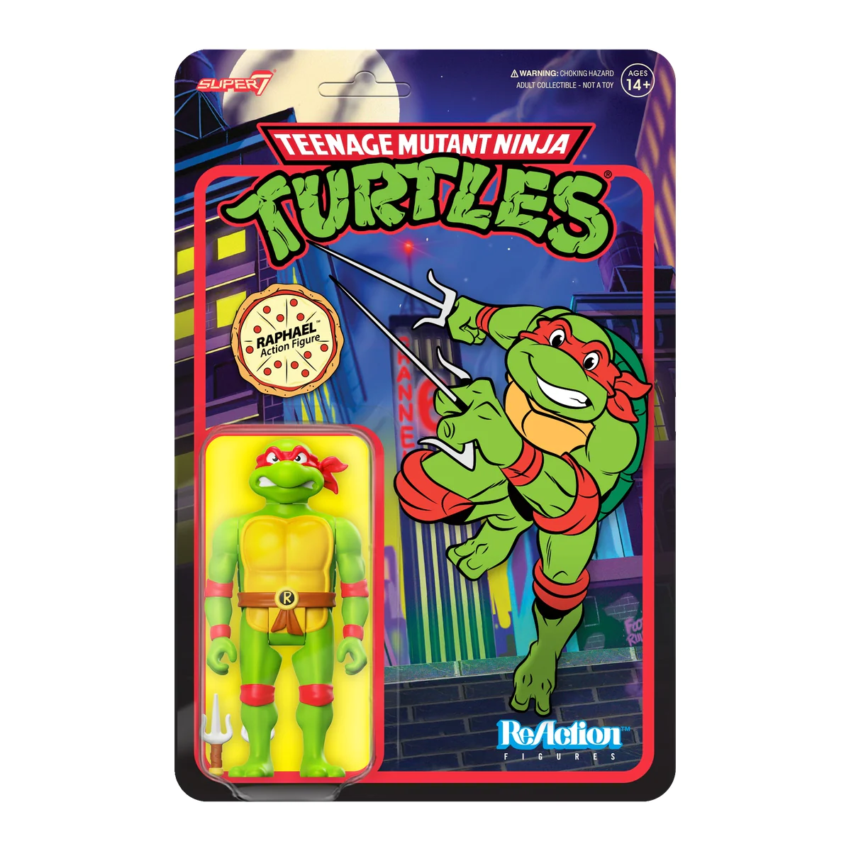 Super7 X Teenage Mutant Ninja Turtles - Raphael Toon Wave 7 Reaction Figure Tmnt