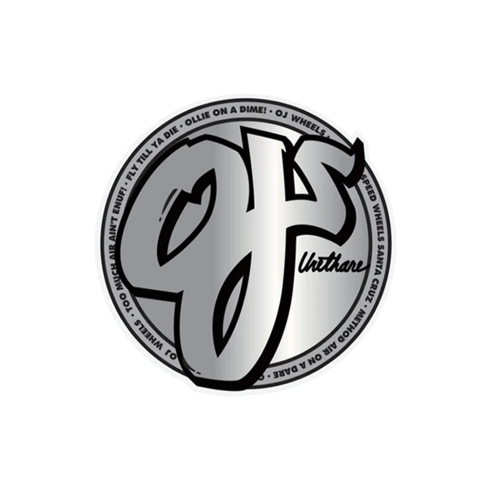 OJ Speed Wheels Silver And Black Foil 3" Sticker
