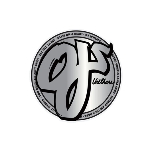 OJ Speed Wheels Silver And Black Foil 3" Sticker
