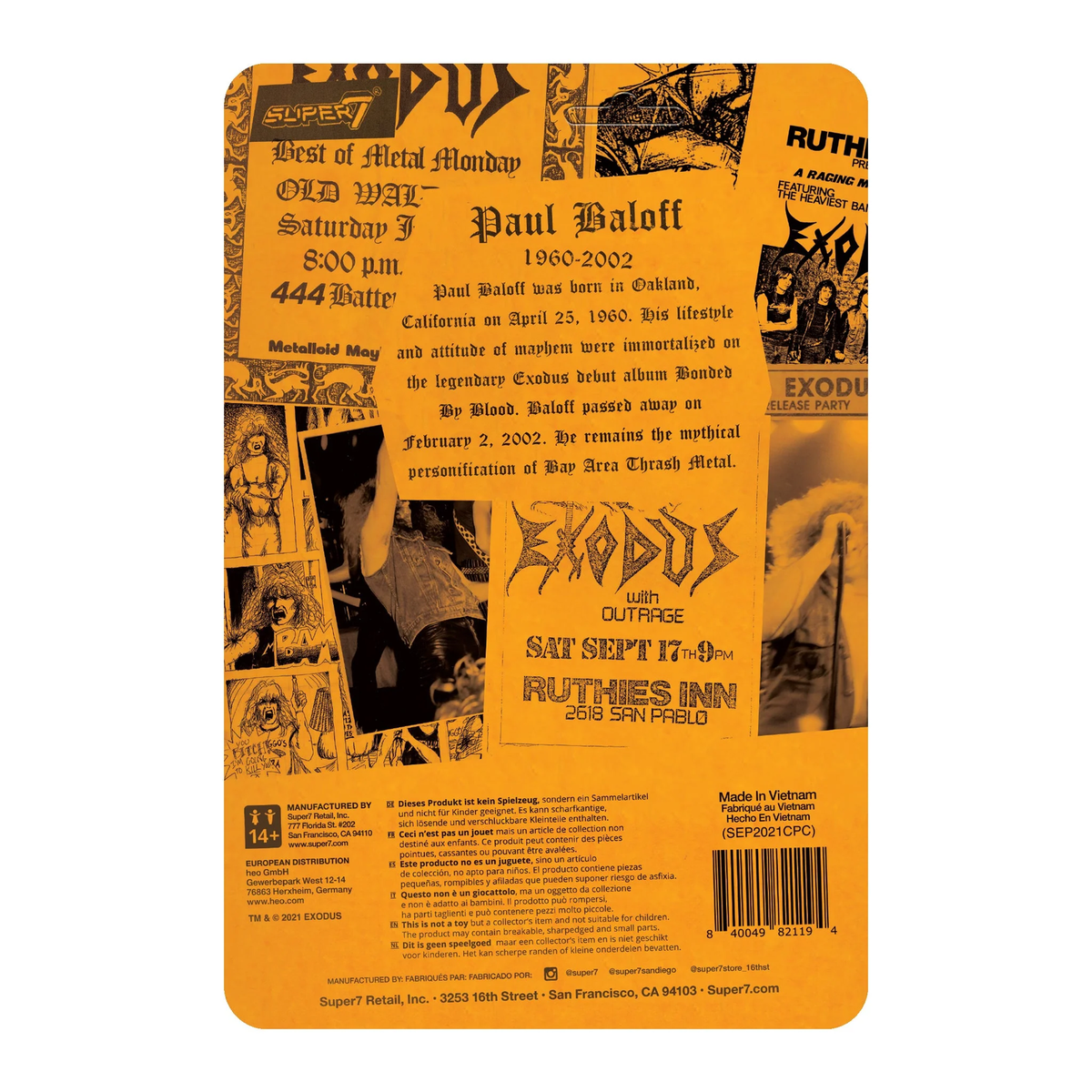 Super7 X Metal Mania Fanzine - Paul Baloff Reaction Figure Bundle