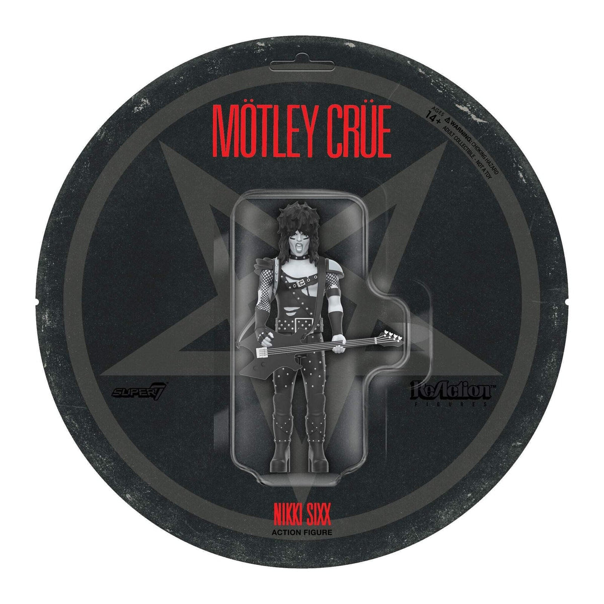 Super7 X Mötley Crüe - Nikki Sixx (Shout At The Devil B&W) Reaction Figure