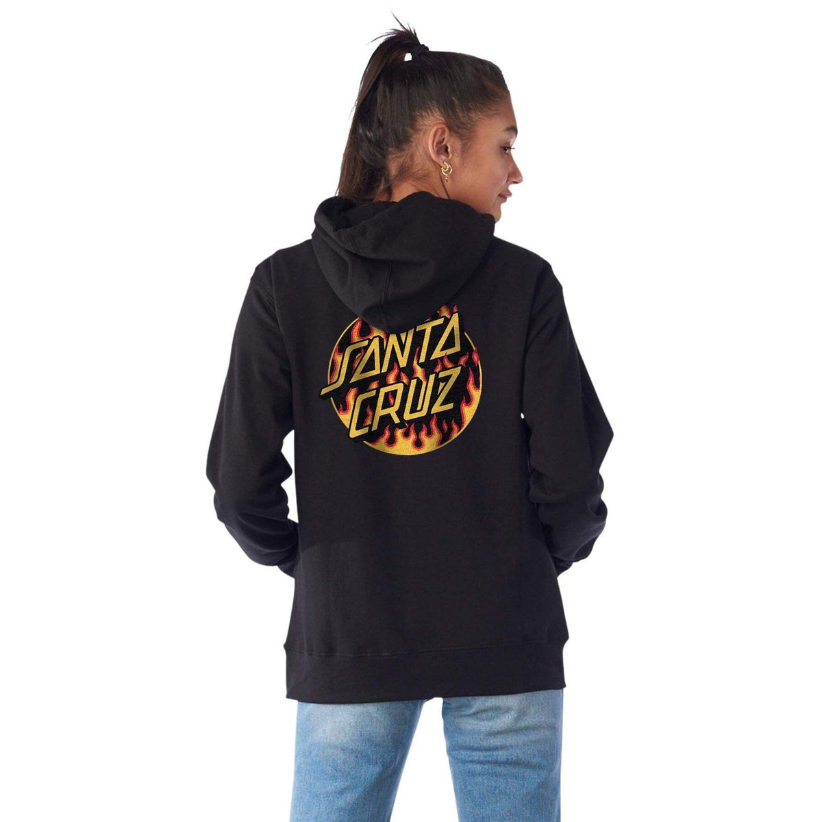 Santa Cruz X Thrasher Flame Dot Hooded Mid Wt Boyfriend Sweatshirt