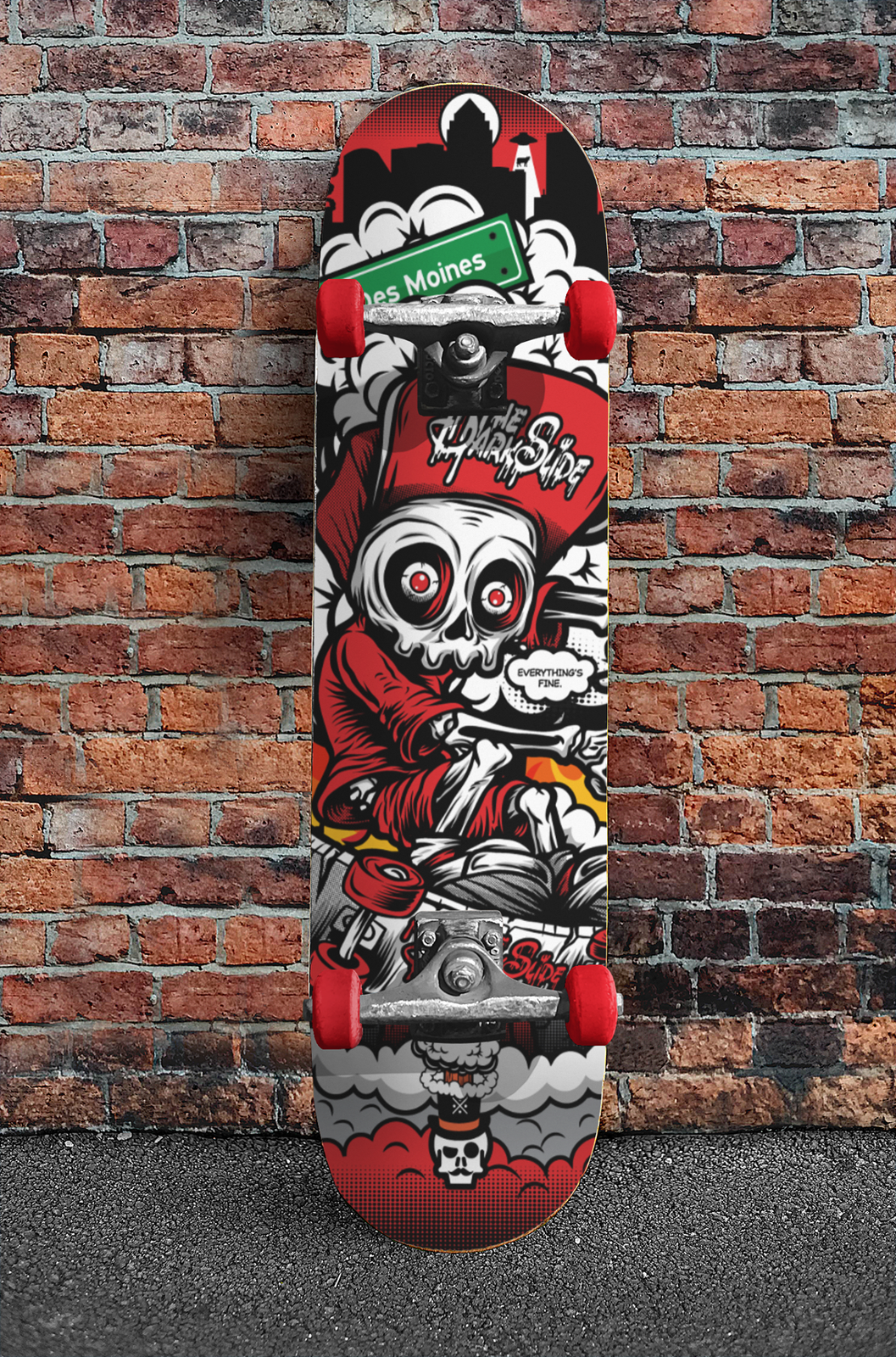 The Dark Slide X Skullduggery "Everything'S Fine" Skateboard Deck