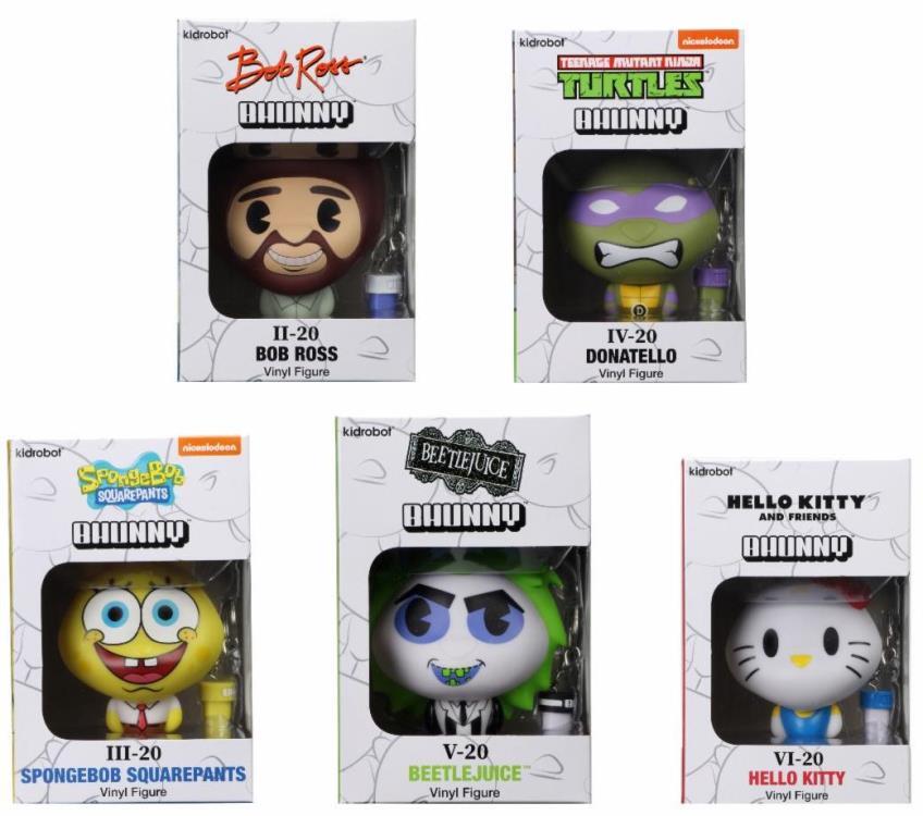 Kidrobot X Bhunny 4" Stylized Figures Hello Kitty, Bob Ross, Beetlejuice, Sponge