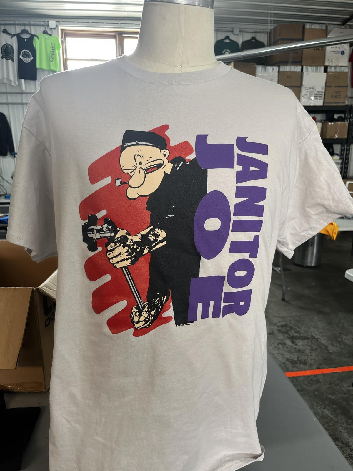 Janitor Joe "Popeye" T-Shirt W/ Amphetamine Reptile Noise Back Logo