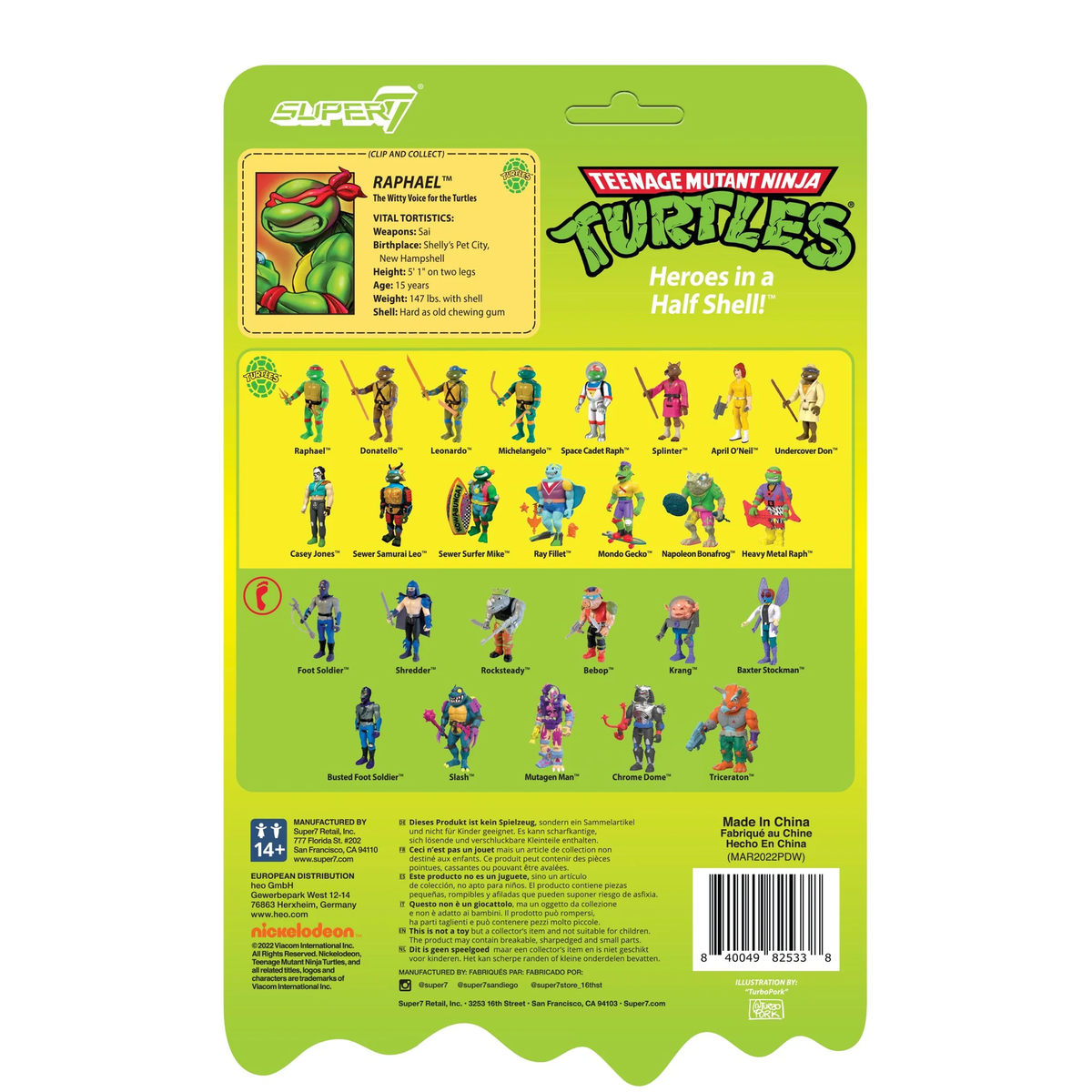 Super7 X Teenage Mutant Ninja Turtles - Raphael (Mutagen Ooze) Reaction Figure T