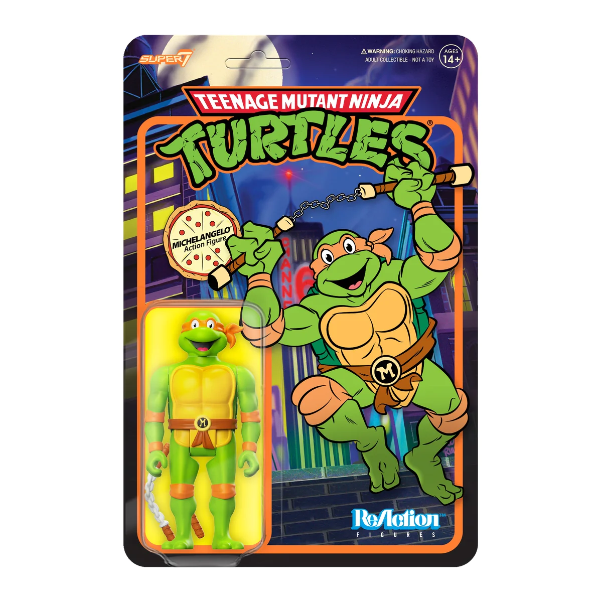 Super7 X Teenage Mutant Ninja Turtles - Michelangelo Toon Wave 7 Reaction Figure