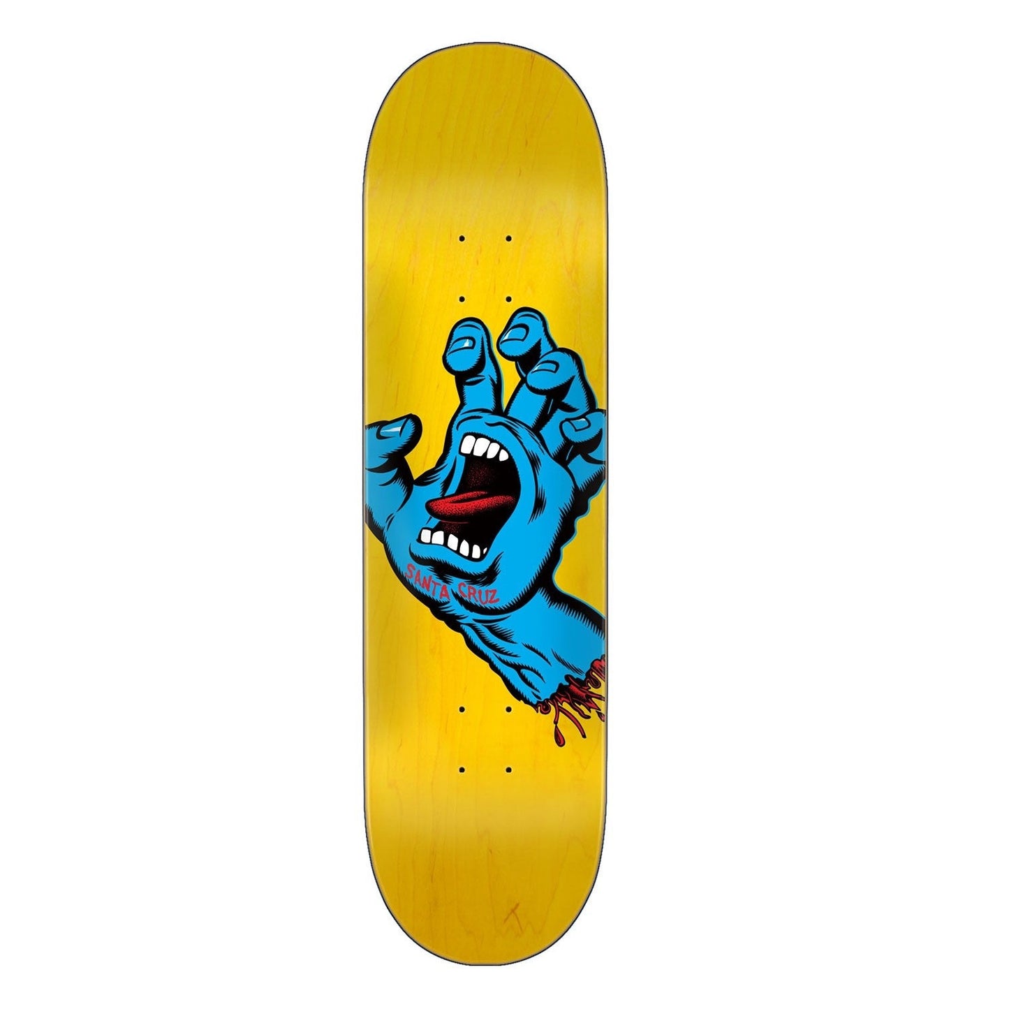 Santa Cruz Screaming Hand Skateboard Deck - 7.25″ Yellow - Bow Shock Marketplace