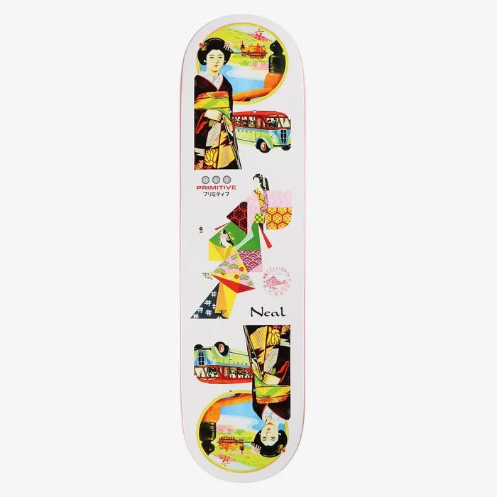 Primitive Neal Far East Skateboard Deck - 8.38″ White - Bow Shock Marketplace