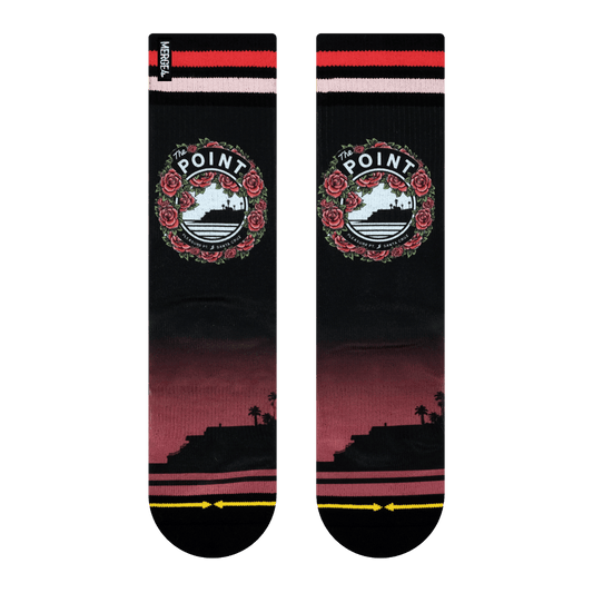 Slidertown The Point Red Roses Crew Socks