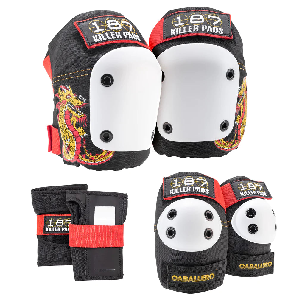187 Killer Pads 6-Pack Junior Pad Set Combo - Steve Caballero Dragon - Bow Shock Marketplace